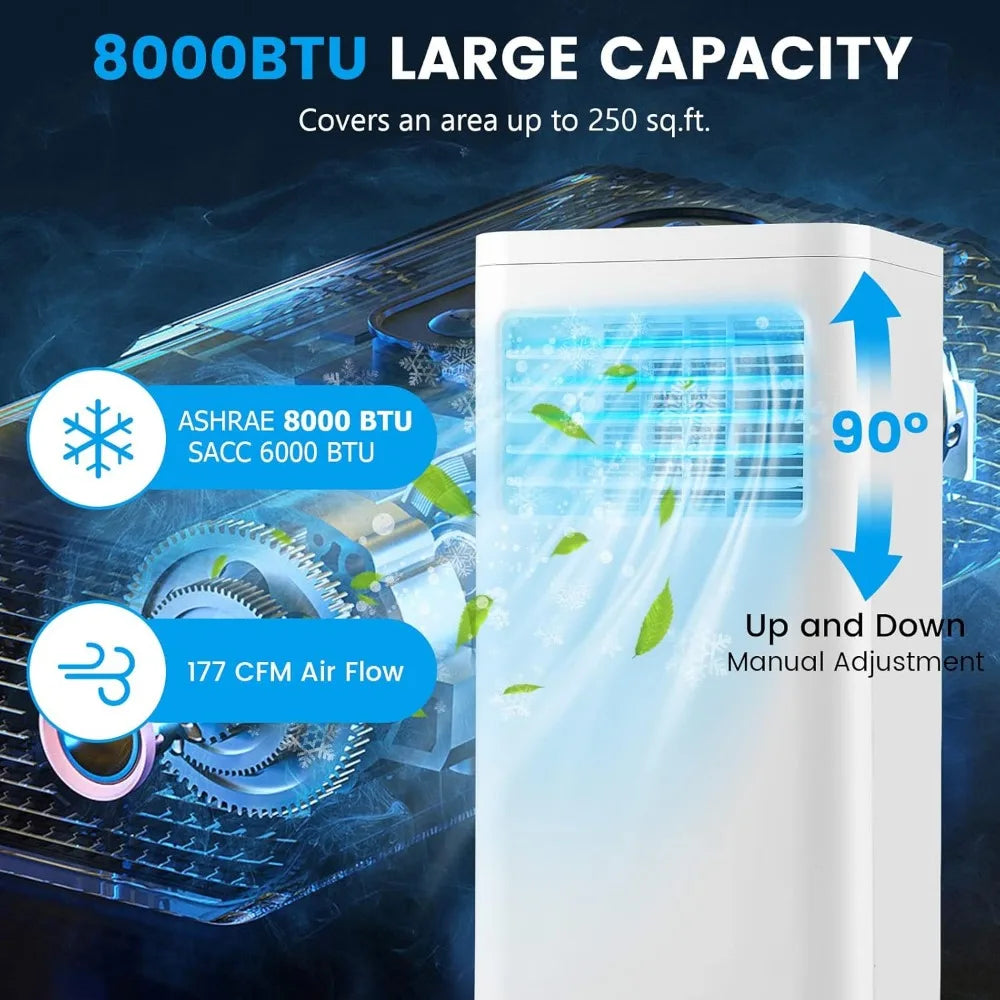 8000 BTU Portable Air Conditioner with Remote & 24-Hour Timer