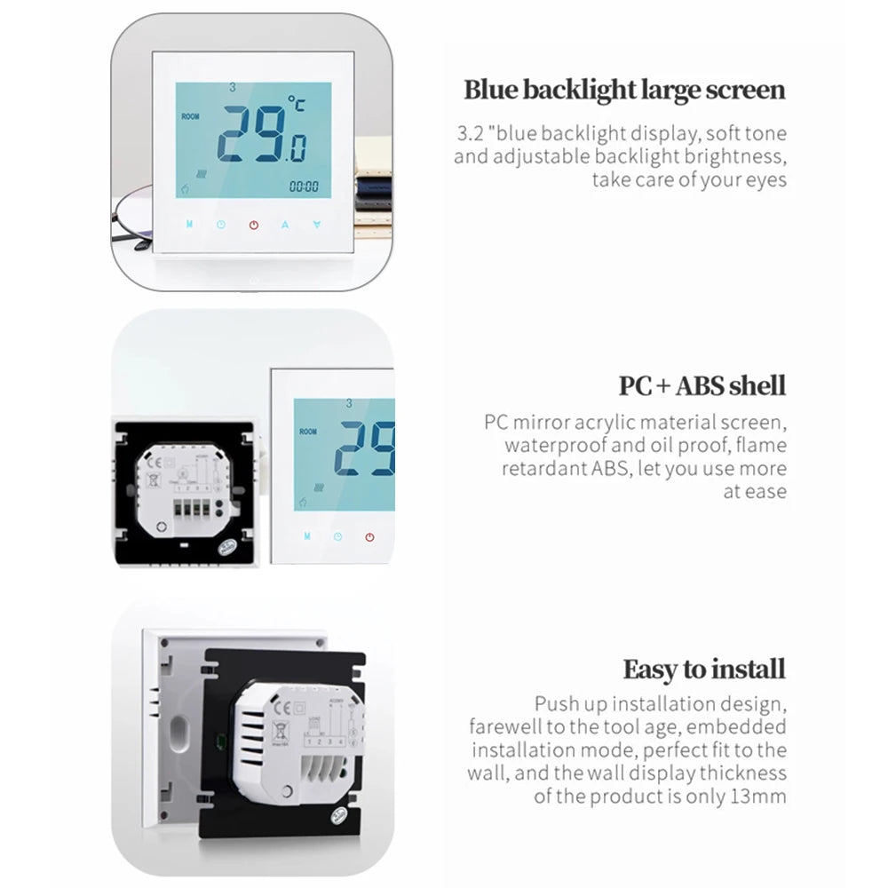 5A Programmable LCD Touch Screen Water Heating Thermostat