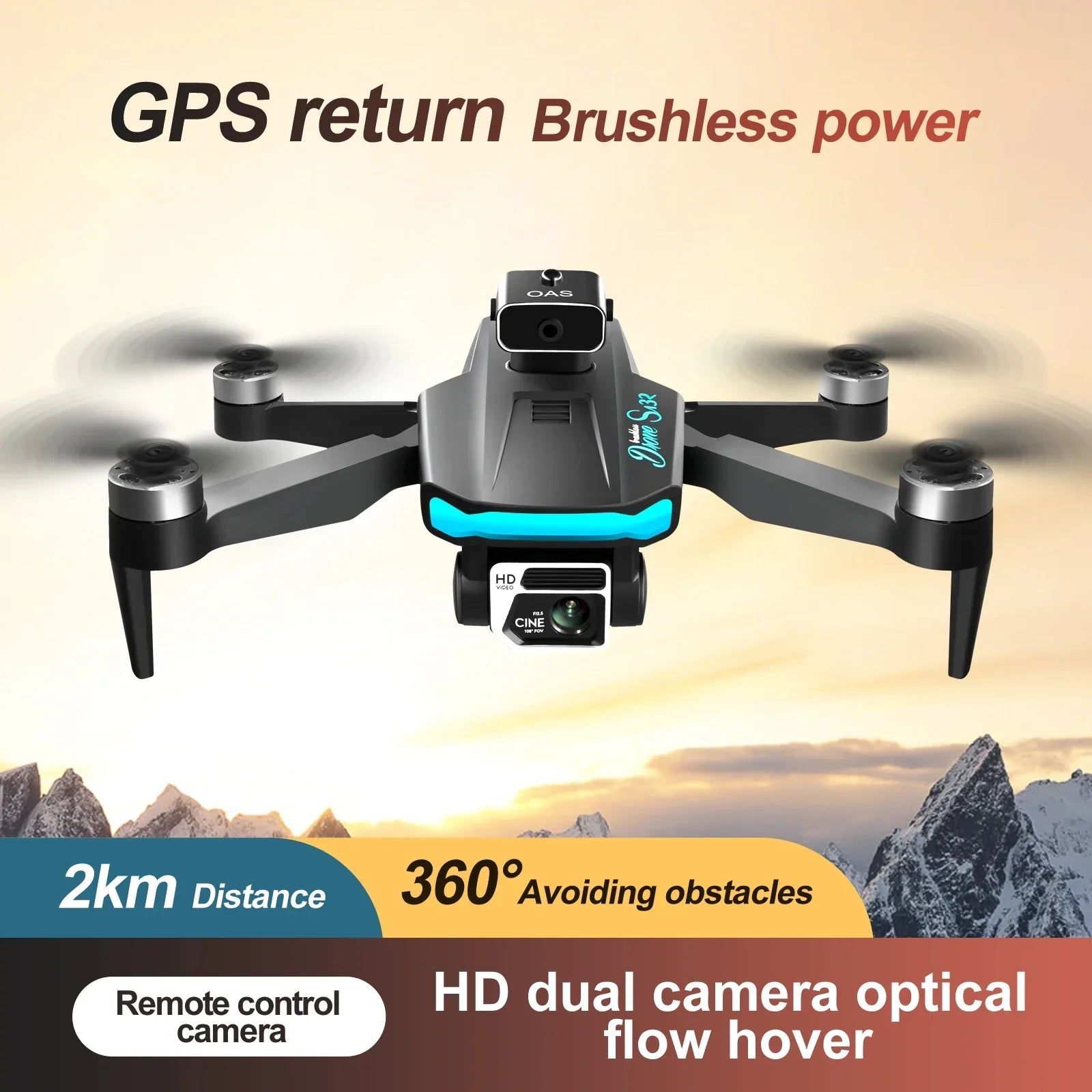 S132 Brushless GPS Drone with Dual Camera & Obstacle Avoidance