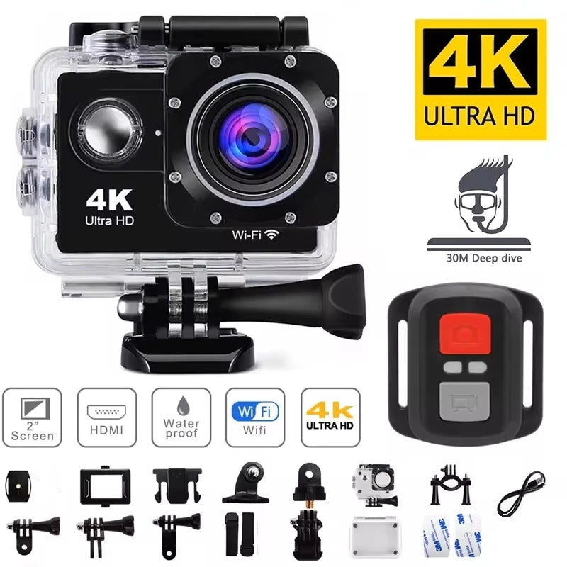 4K Waterproof Action Camera with WiFi & 170° Wide Angle