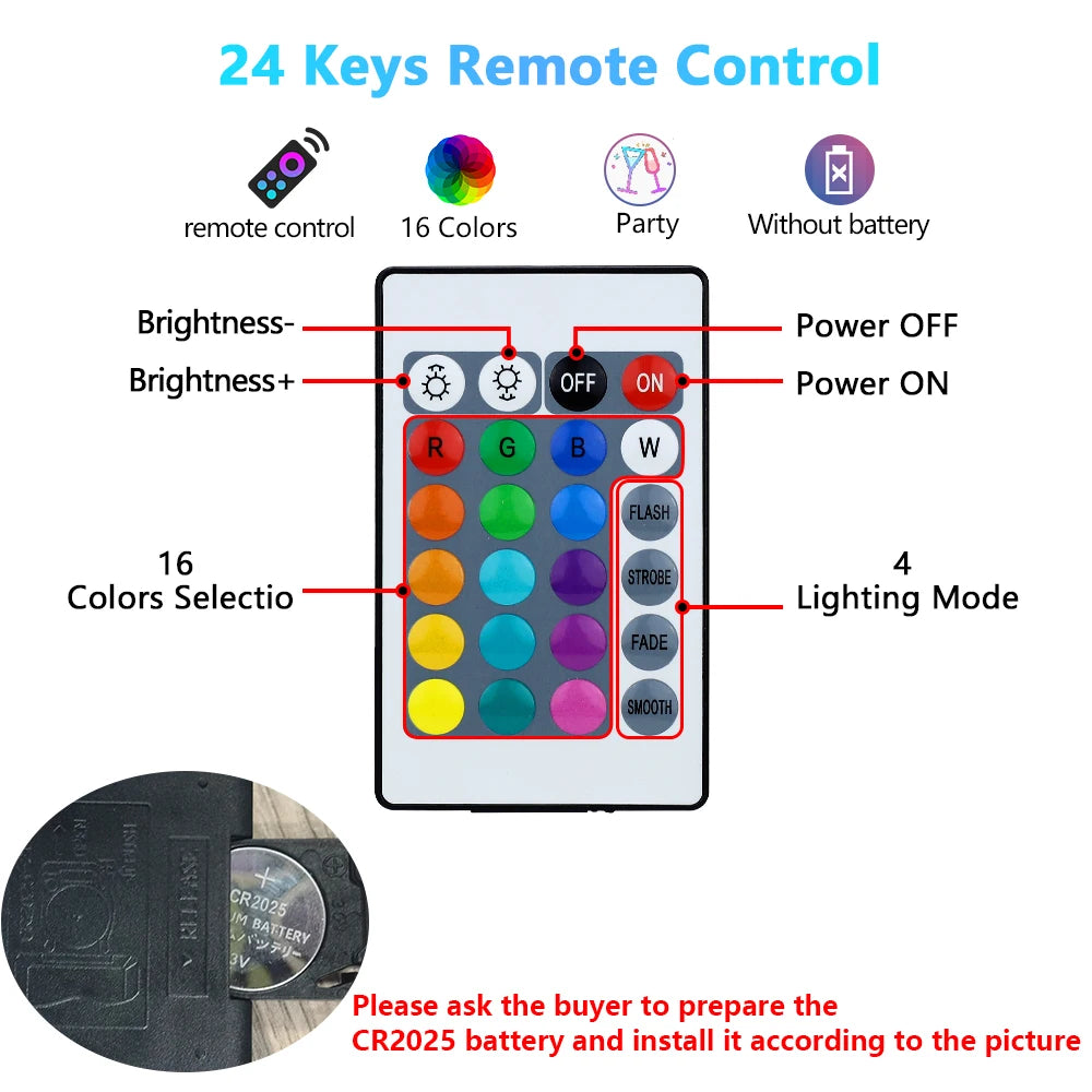16-Color RGB LED Bulb E27 – Dimmable with Remote
