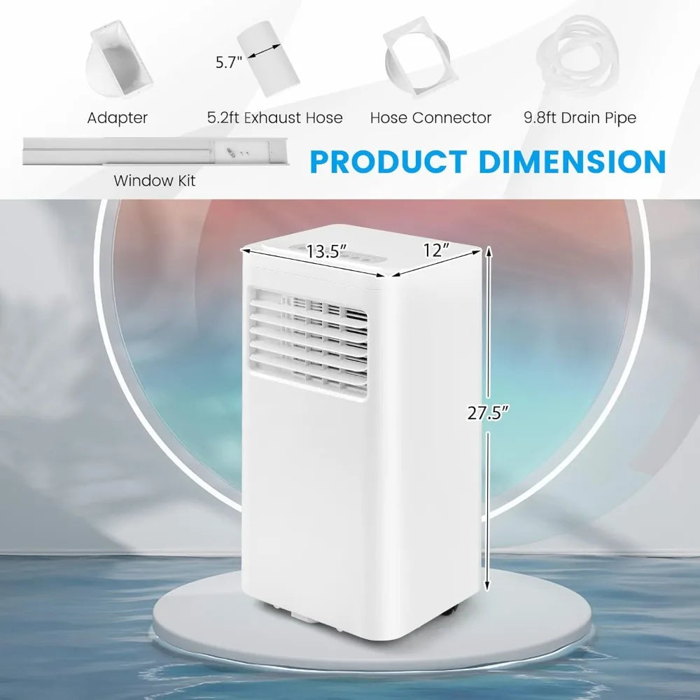 8000 BTU Portable Air Conditioner with Remote & 24-Hour Timer