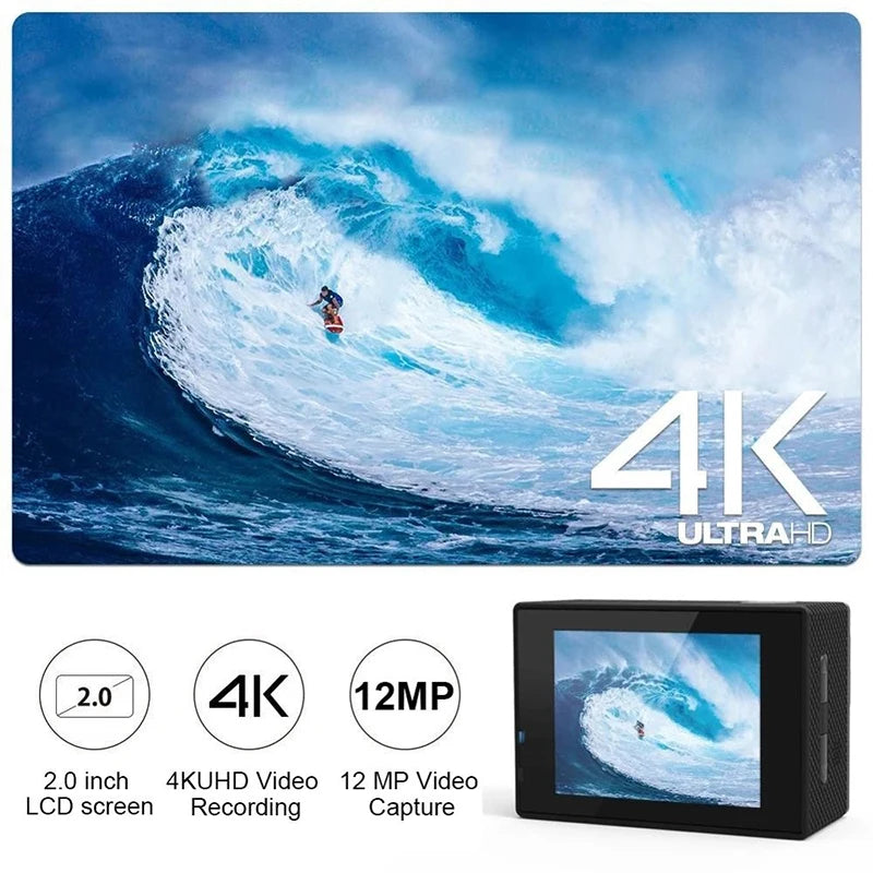 4K Waterproof Action Camera with WiFi & 170° Wide Angle