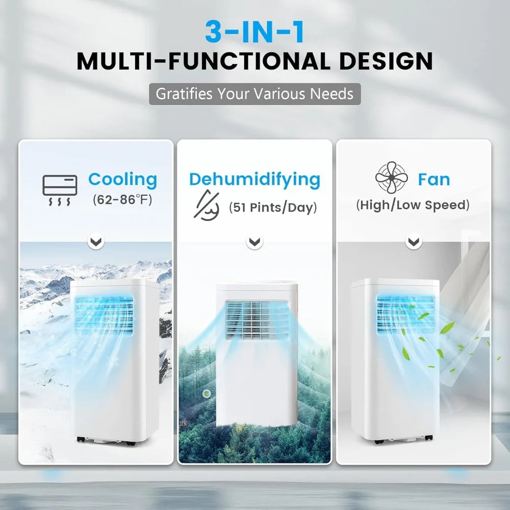 8000 BTU Portable Air Conditioner with Remote & 24-Hour Timer