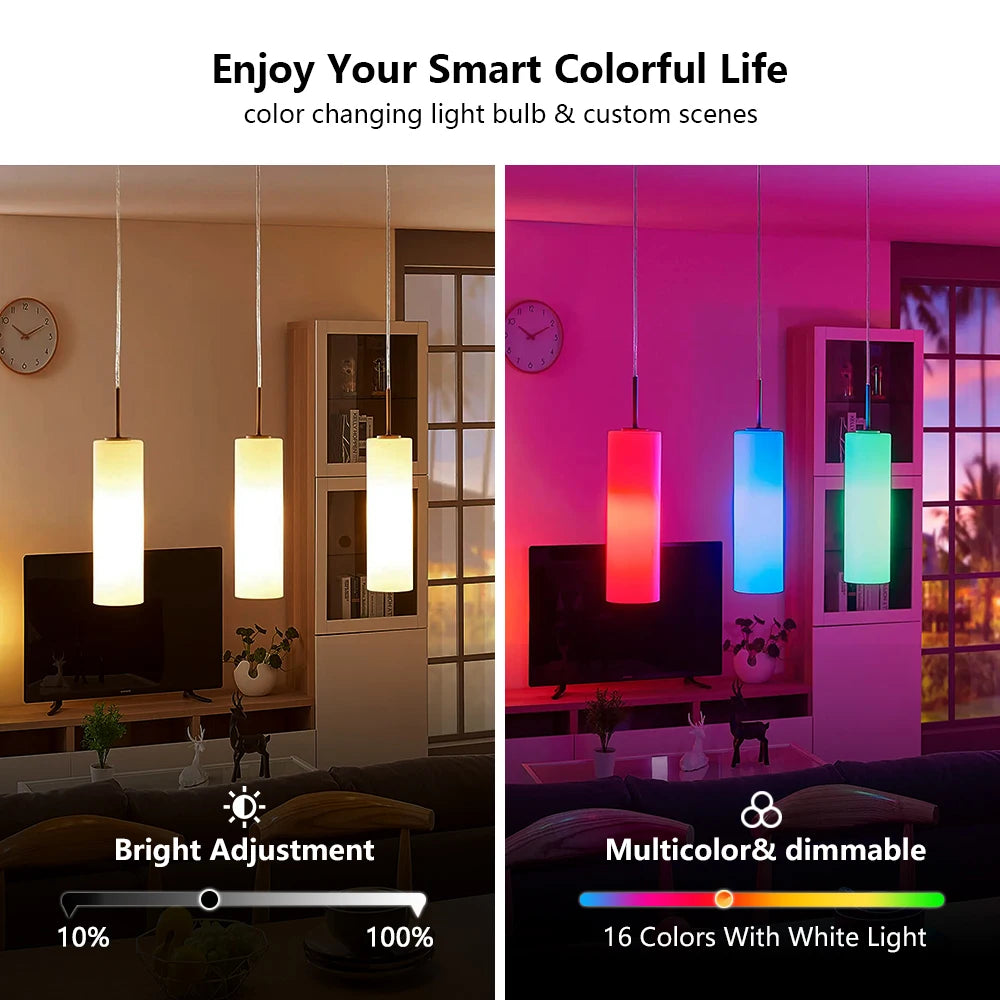 16-Color RGB LED Bulb E27 – Dimmable with Remote