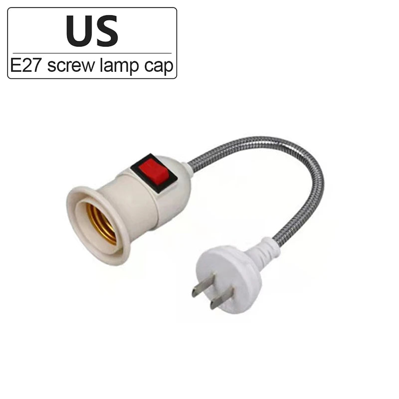 Rotary Lamp Head E27 Socket Converter with Switch